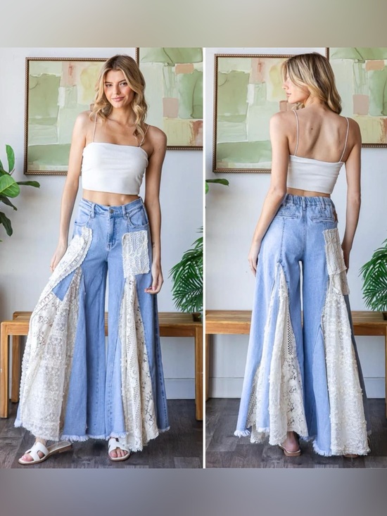 Oli & Hali Pants - Oli & Hali Light Blue Denim Jeans with Elastic Waist